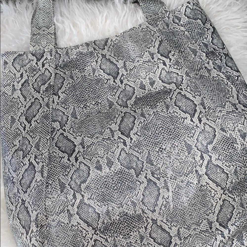 Faux snakeskin large handbag